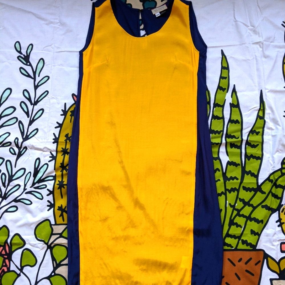 Best Society two tonal yellow/blue shift dress